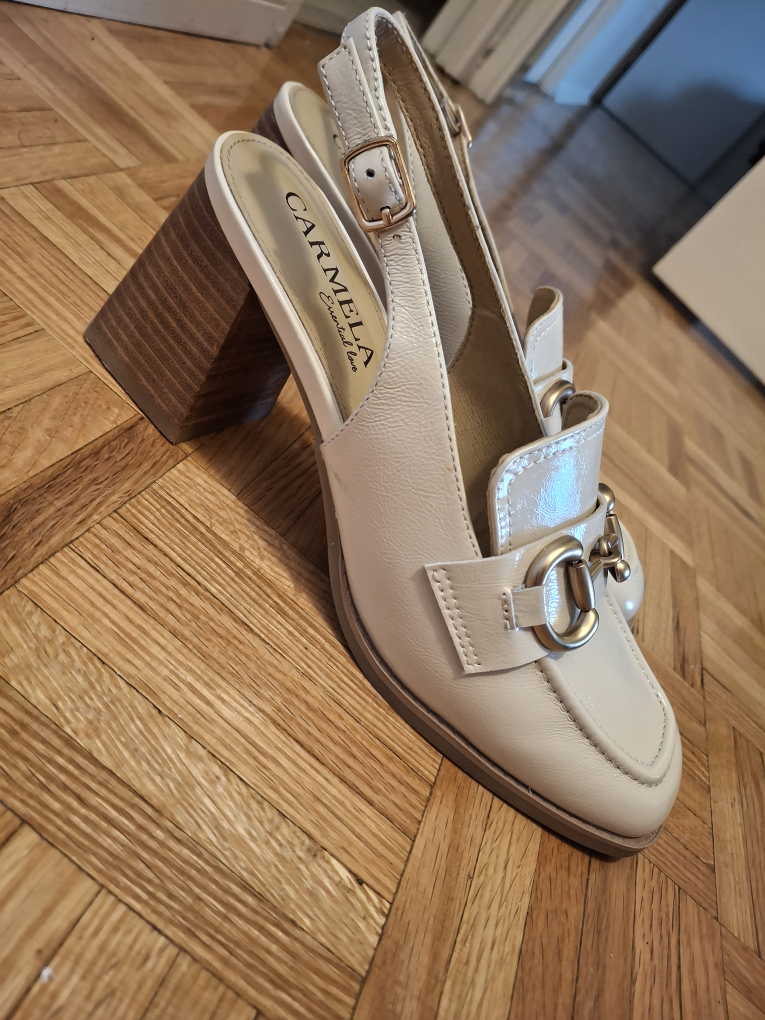 Carmela Cream Slingback Loafer Heels Size 40 - photo 3