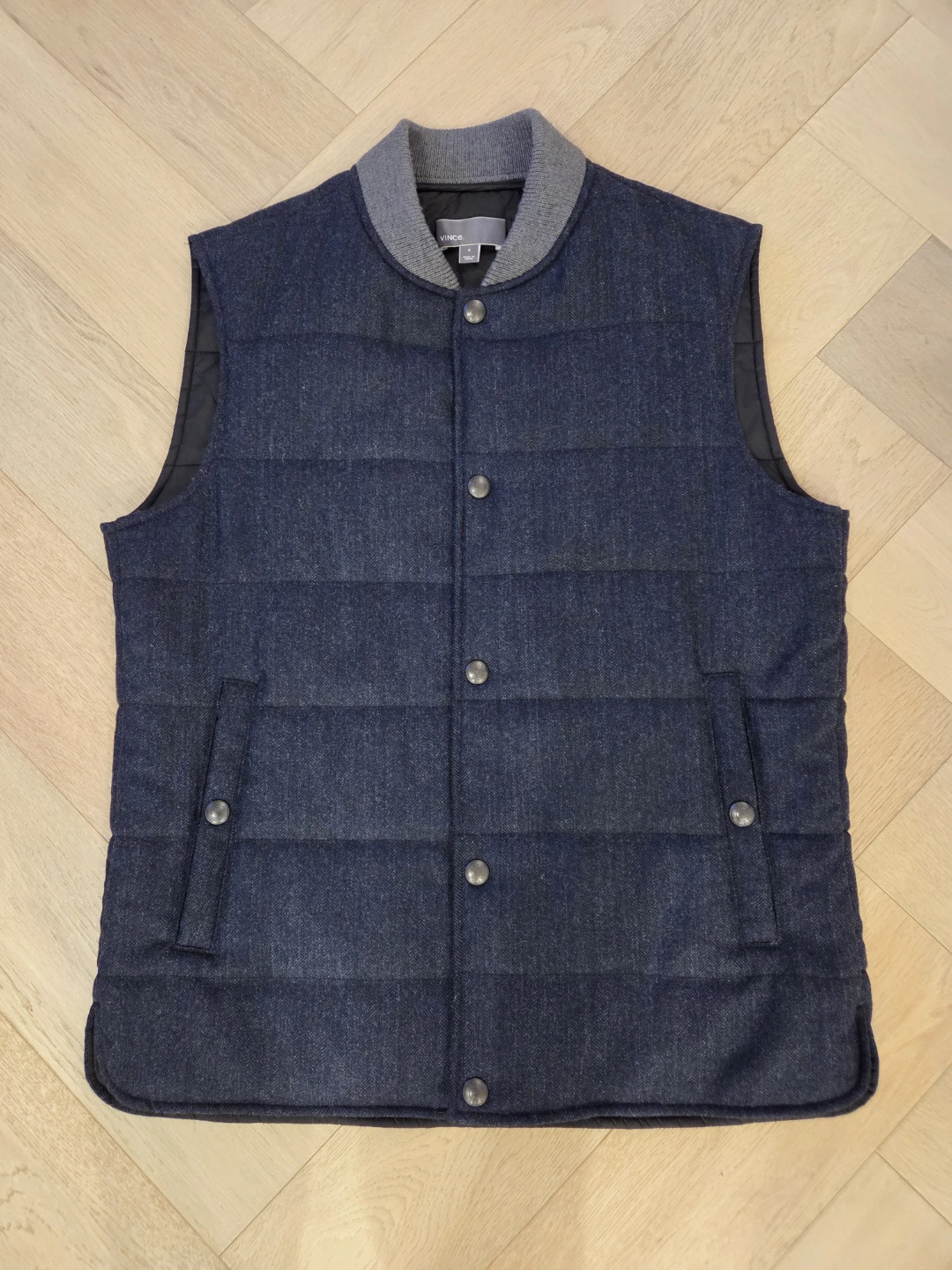 Vince Puffer Vest - Blue Herringbone - photo 2
