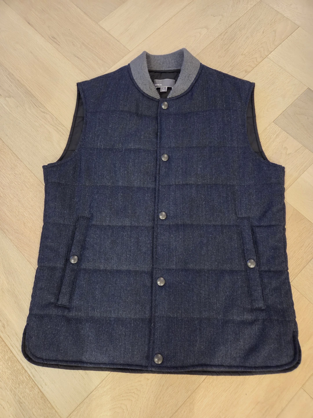 Vince Puffer Vest - Blue Herringbone - photo 3