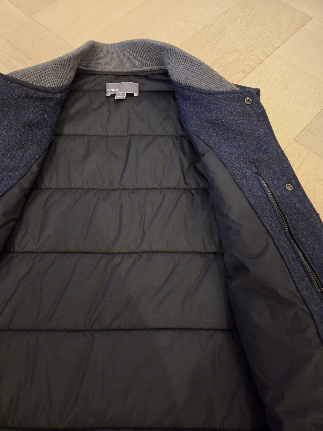Vince Puffer Vest - Blue Herringbone - photo 4