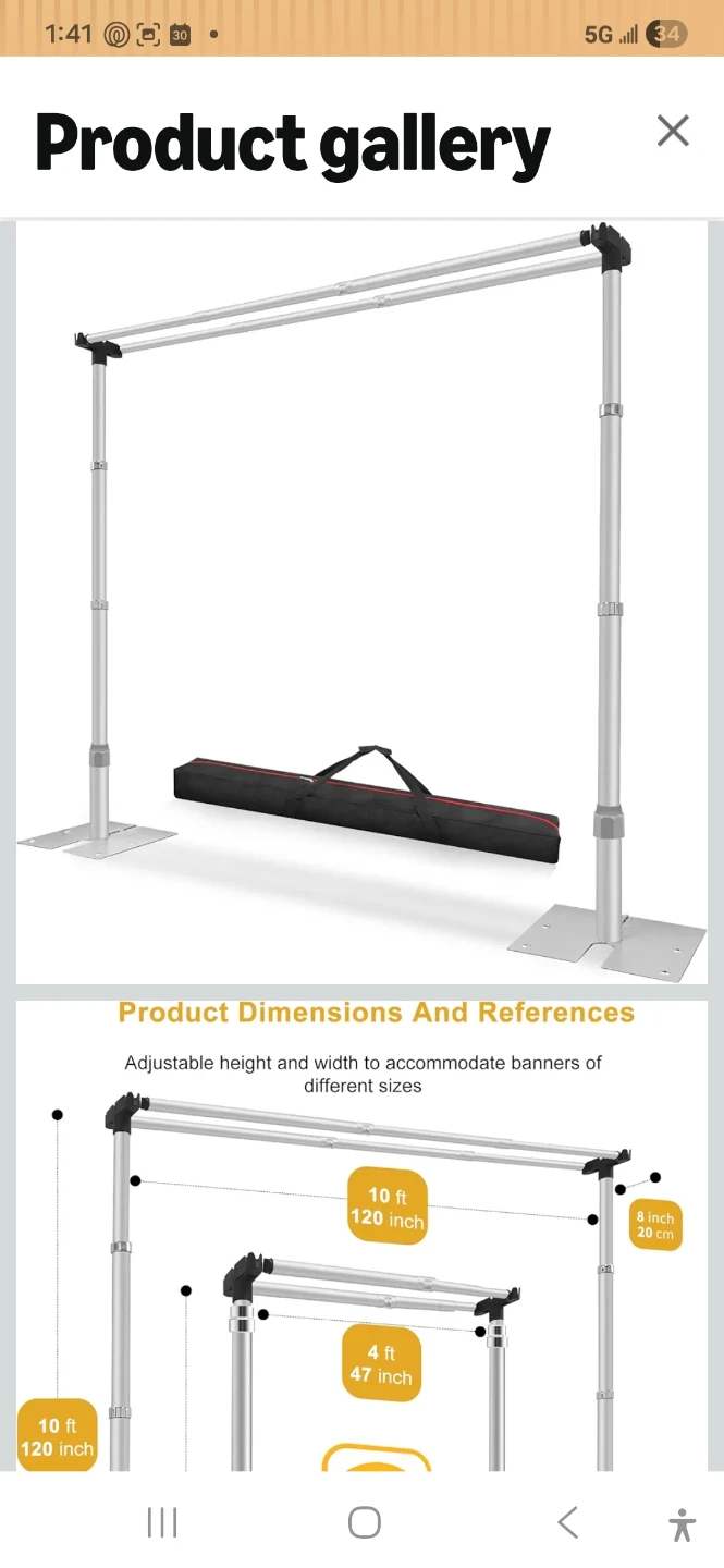 Jiang&Rong 10x10Ft Double Crossbar Backdrop Stand