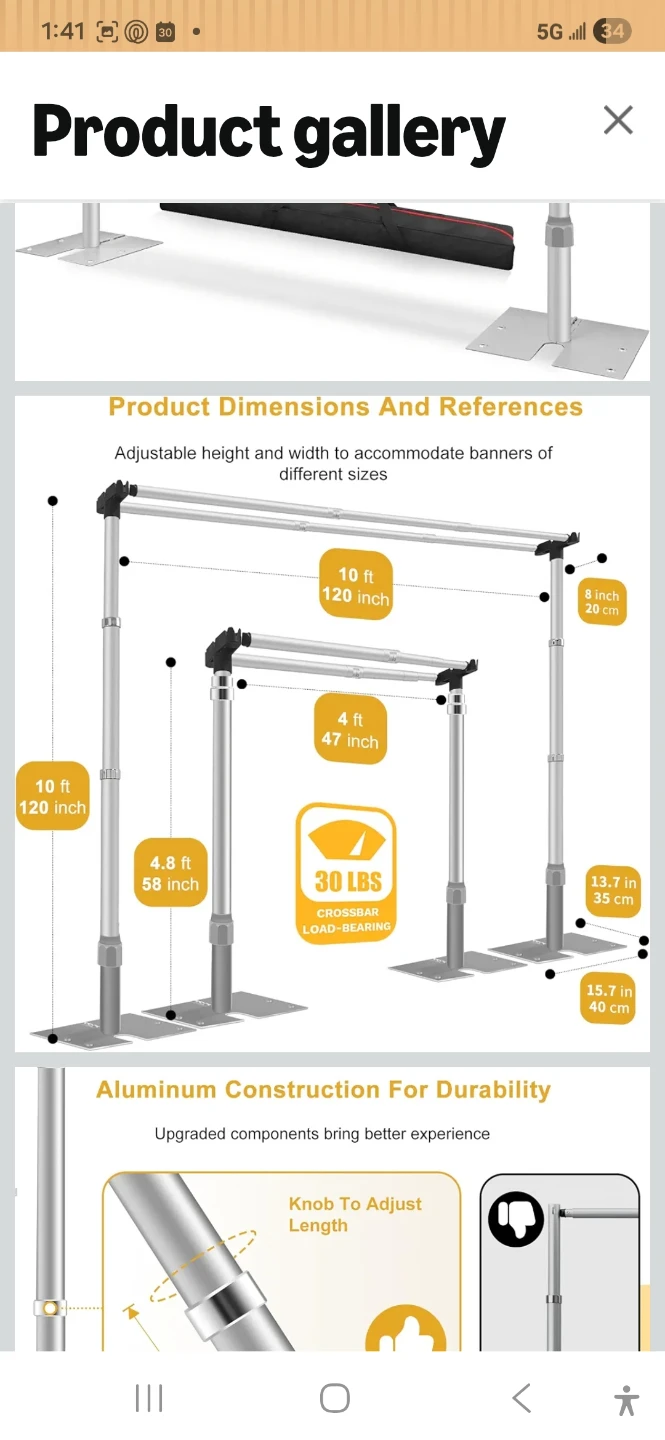 Jiang&Rong 10x10Ft Double Crossbar Backdrop Stand - photo 2