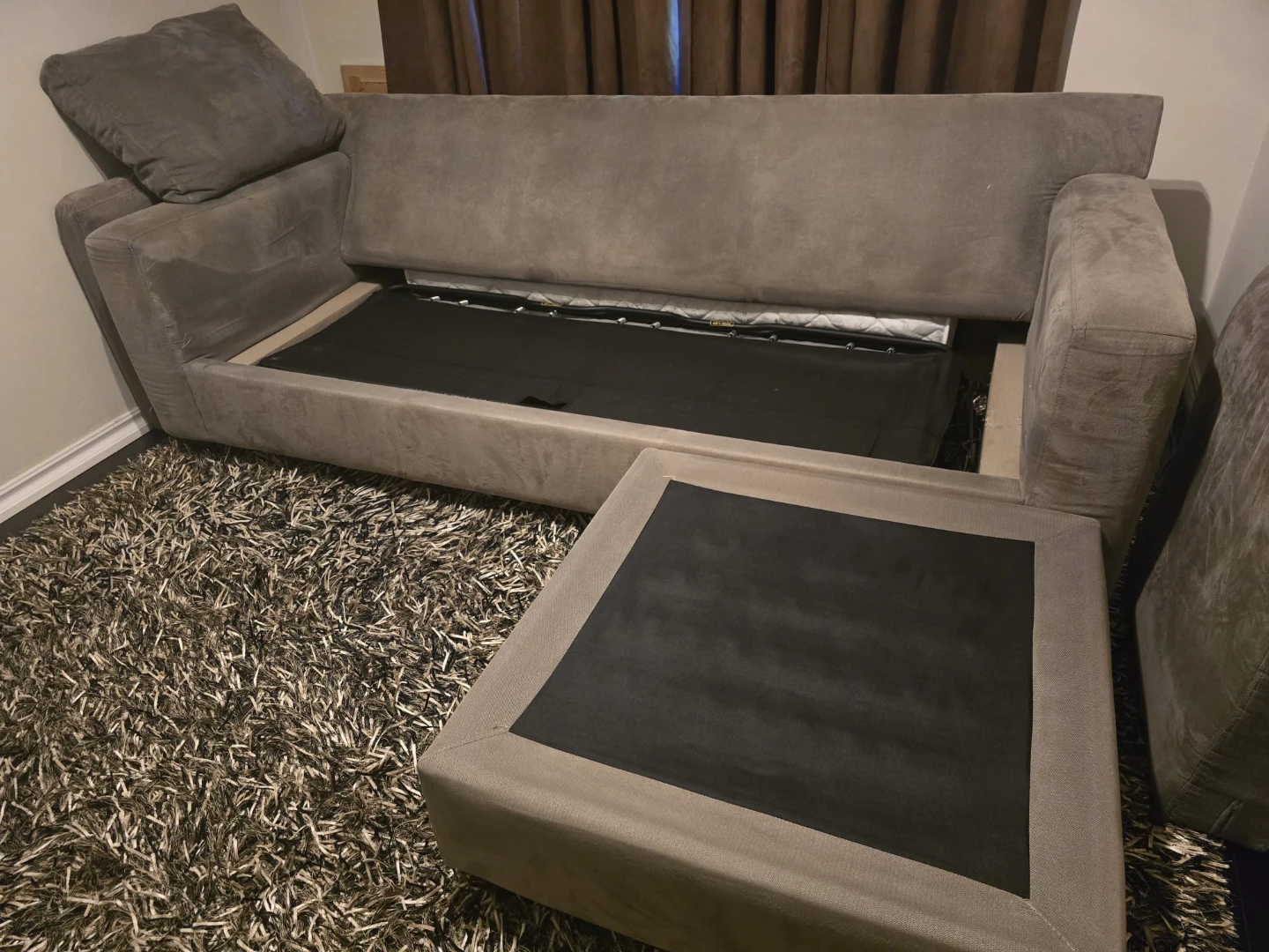 Suede Sectional Sofa Bed with Chaise