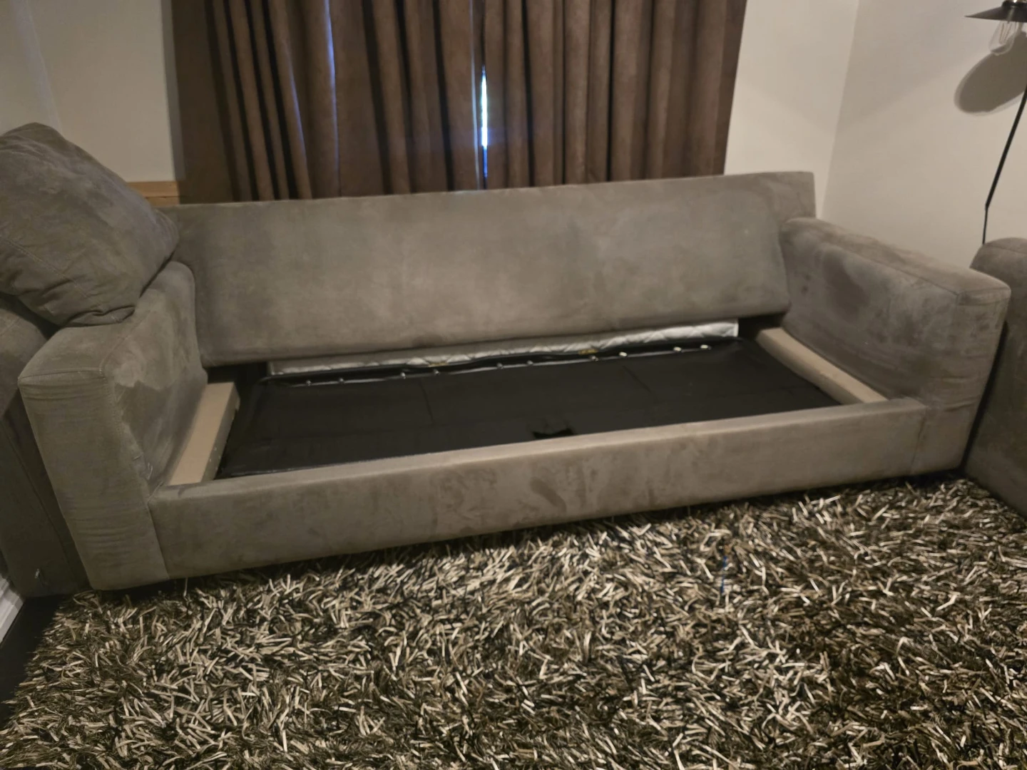Suede Sectional Sofa Bed with Chaise - photo 2