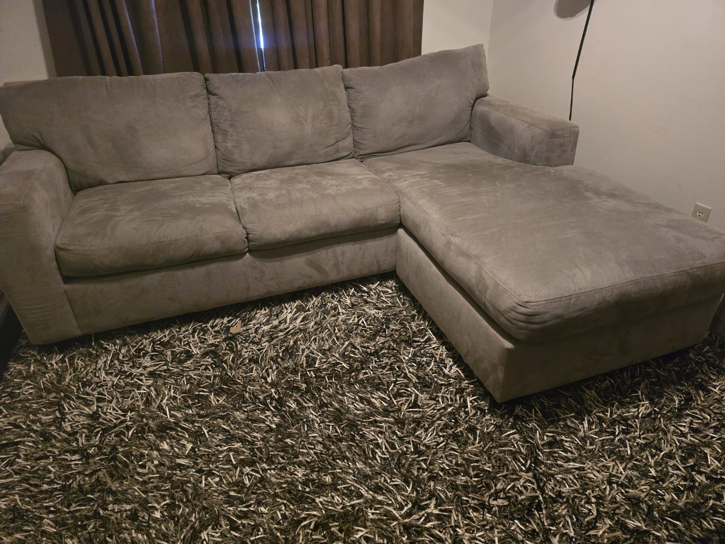 Suede Sectional Sofa Bed with Chaise - photo 5