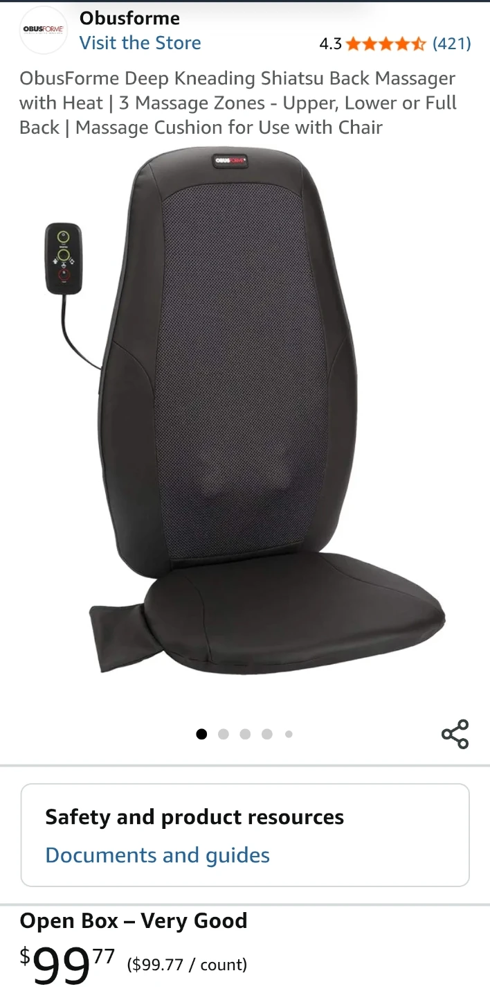 ObusForme Deep Kneading Shiatsu Back Massager with Heat - photo 5