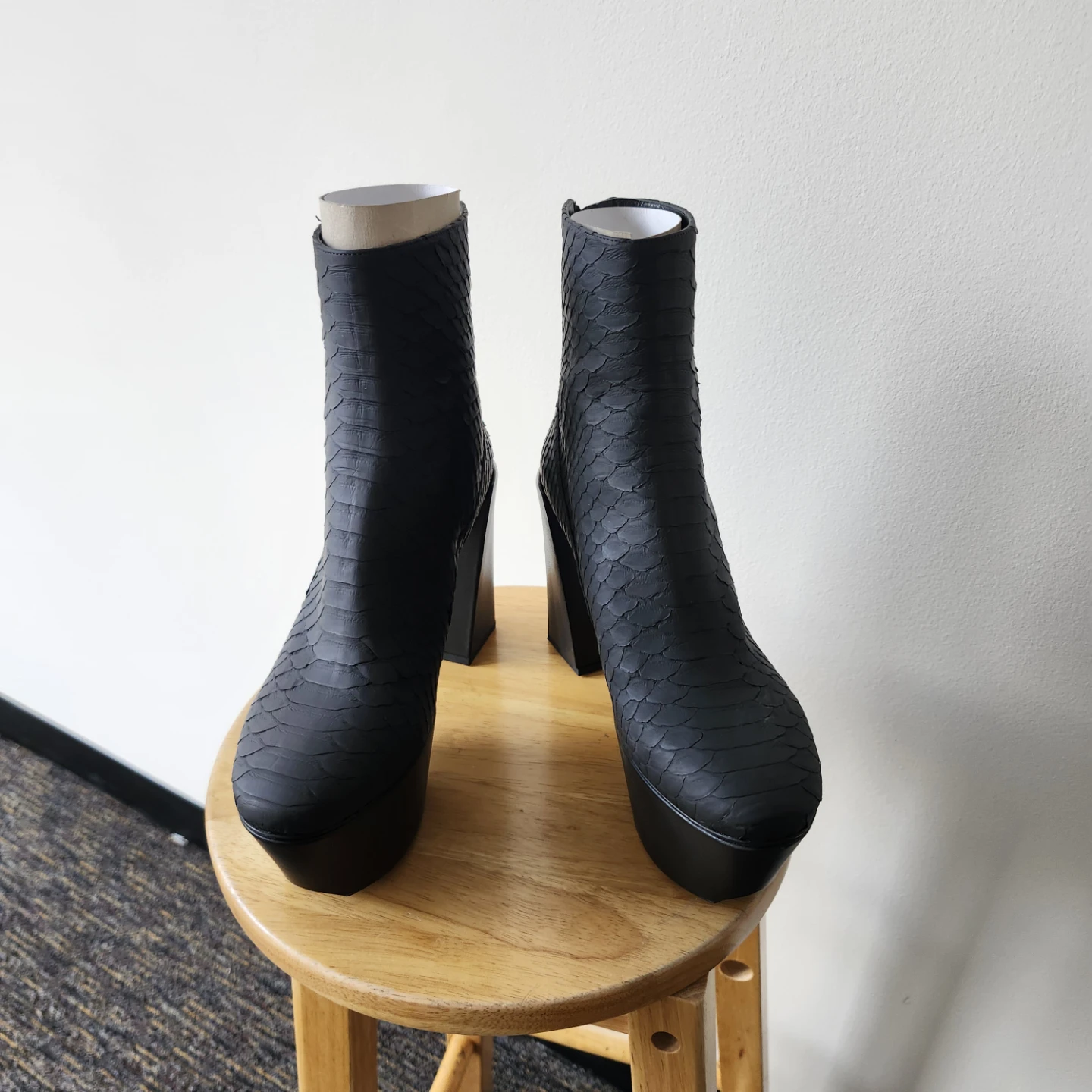 HAIKI Black Platform Chunky Heel Boots
