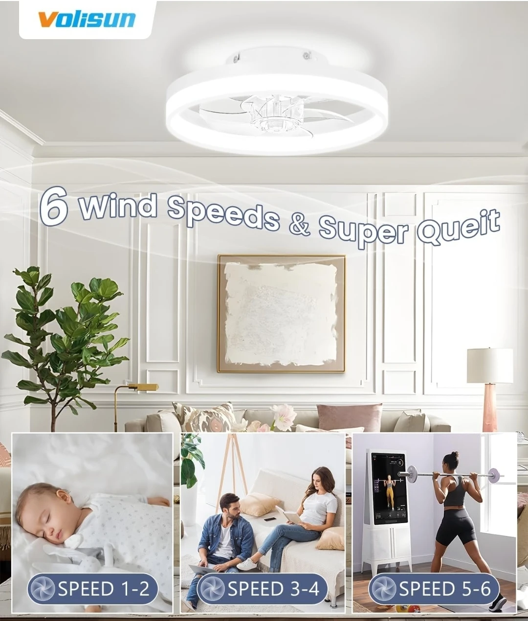 Volisun Flush Mount Ceiling Fan with Light - photo 2