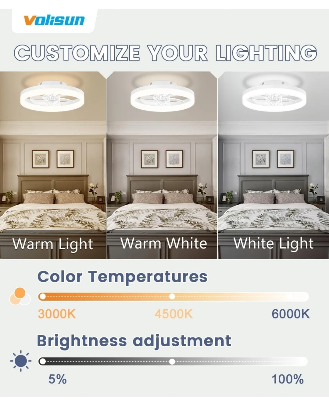 Volisun Flush Mount Ceiling Fan with Light - photo 3