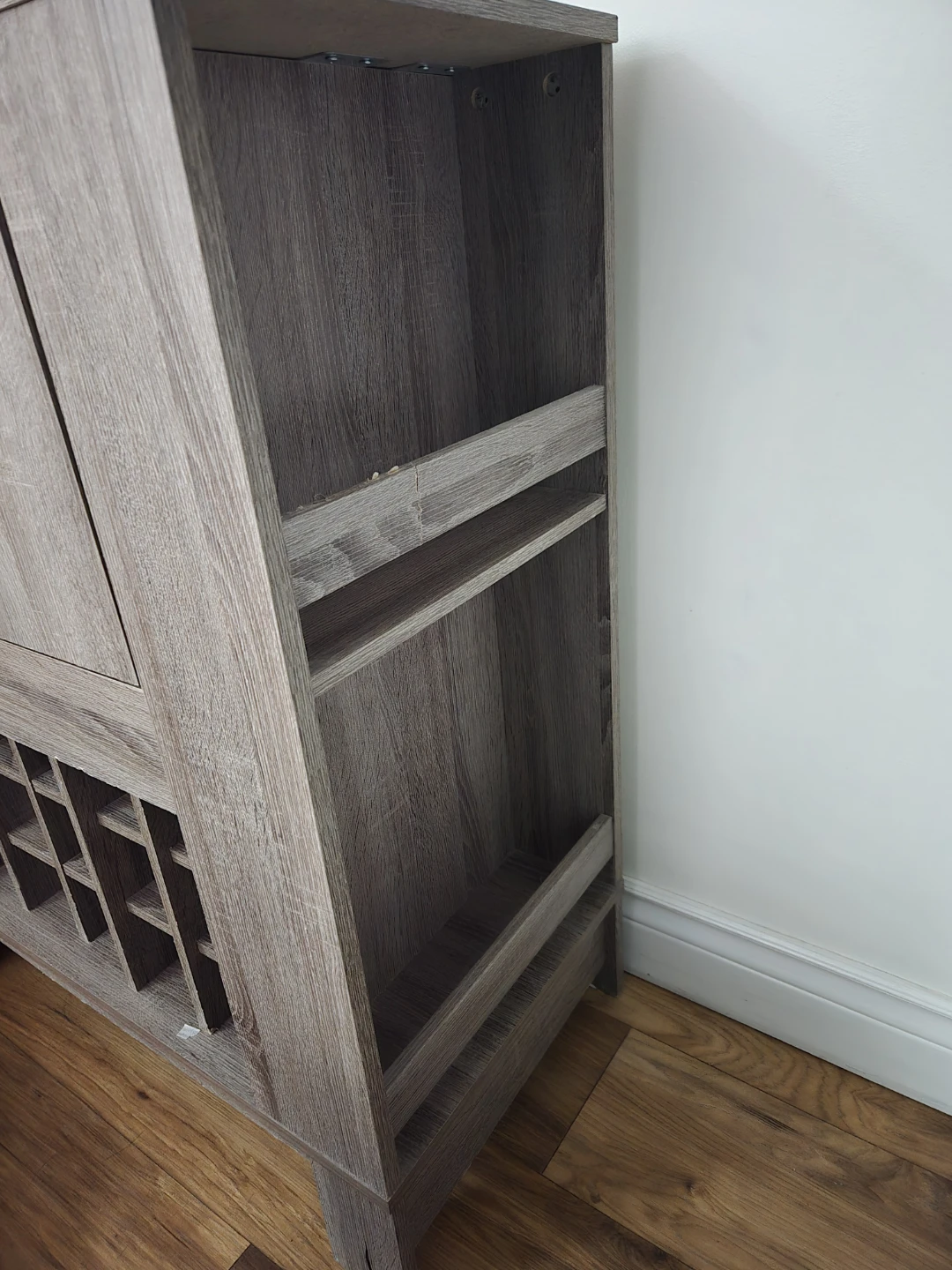 Wood Grain Bar Cabinet with Wine Rack and Drawer - photo 3