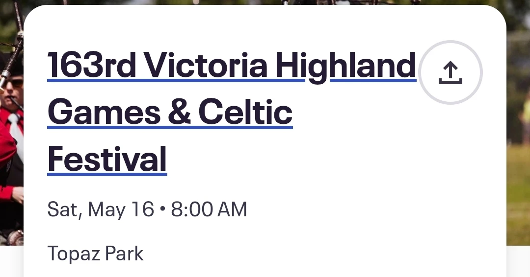 163rd Victoria Highland Games & Celtic Festival day pass ticket