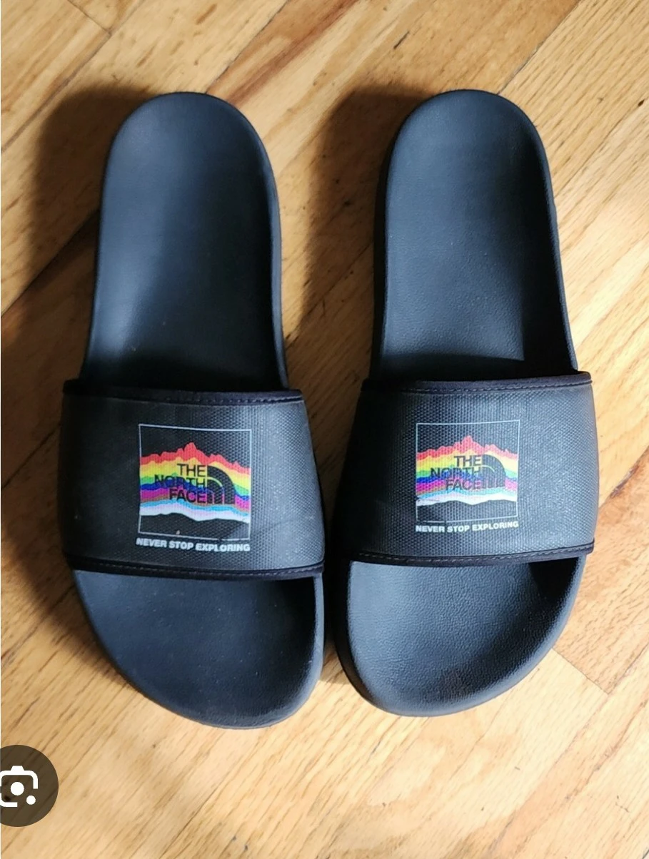 The North Face Slides - Black Rainbow Logo