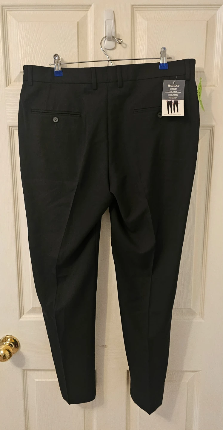 Black Haggar Men's Wrinkle Free 4-Way Stretch Dress Pants - photo 3