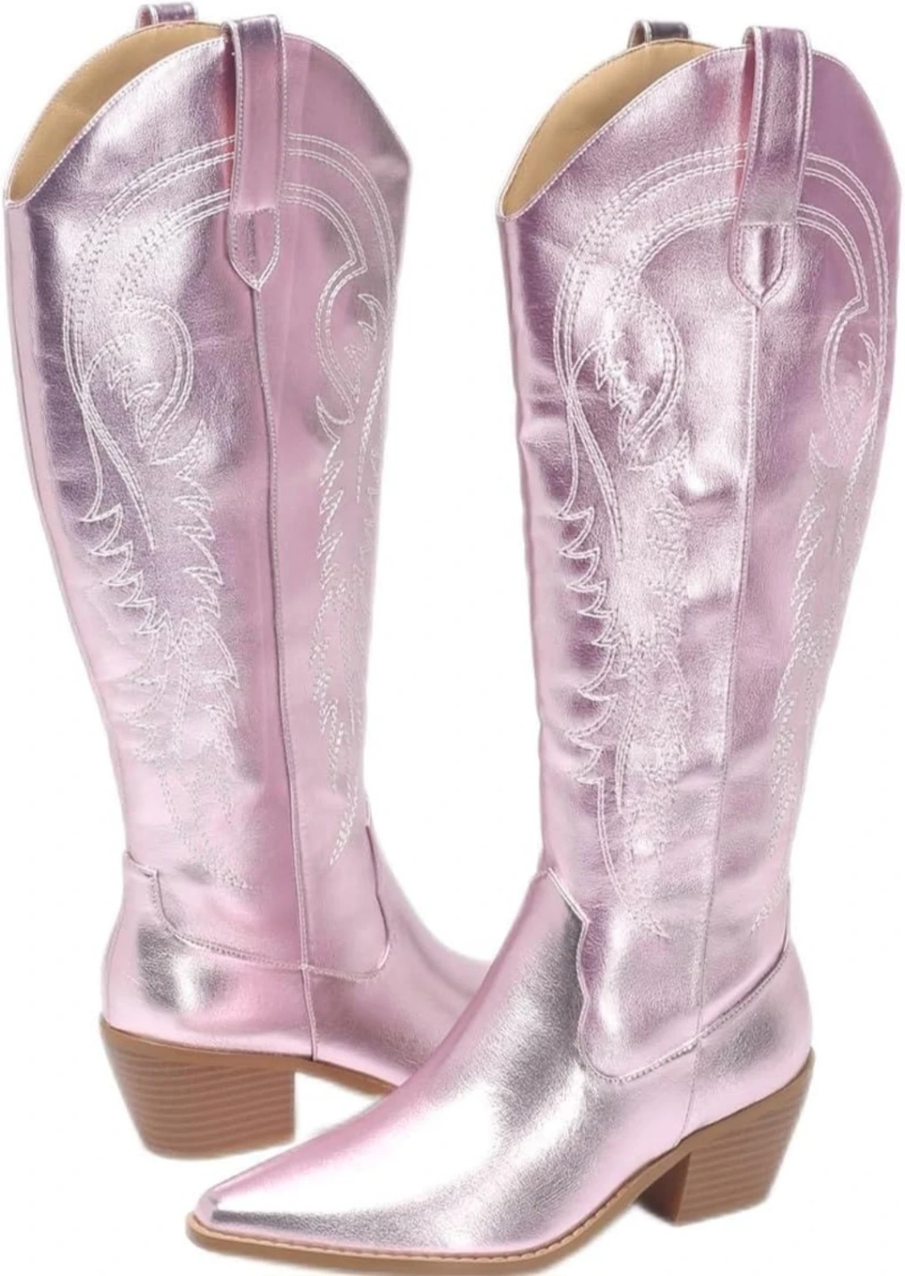 Pink Metallic Western Cowboy Boots