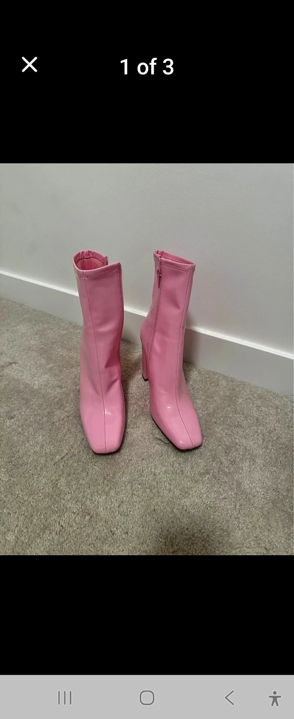 Pink Patent Ankle Boots