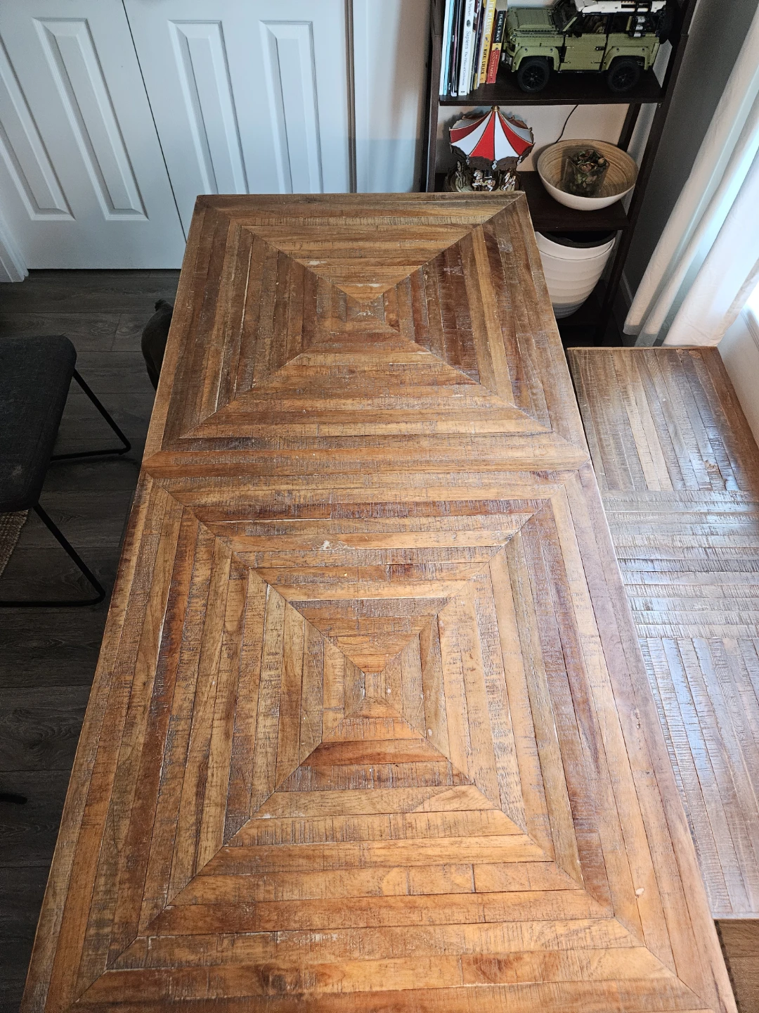 Wooden Dining Table with Geometric Pattern - photo 2