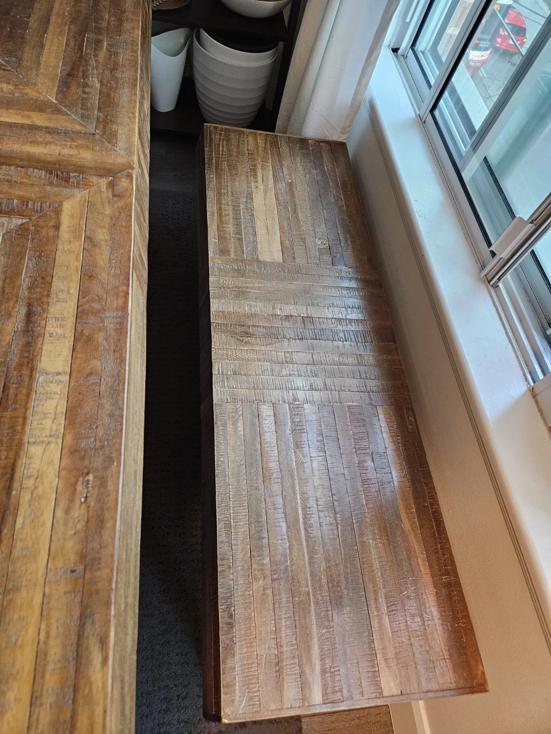 Wooden Dining Table with Geometric Pattern - photo 3
