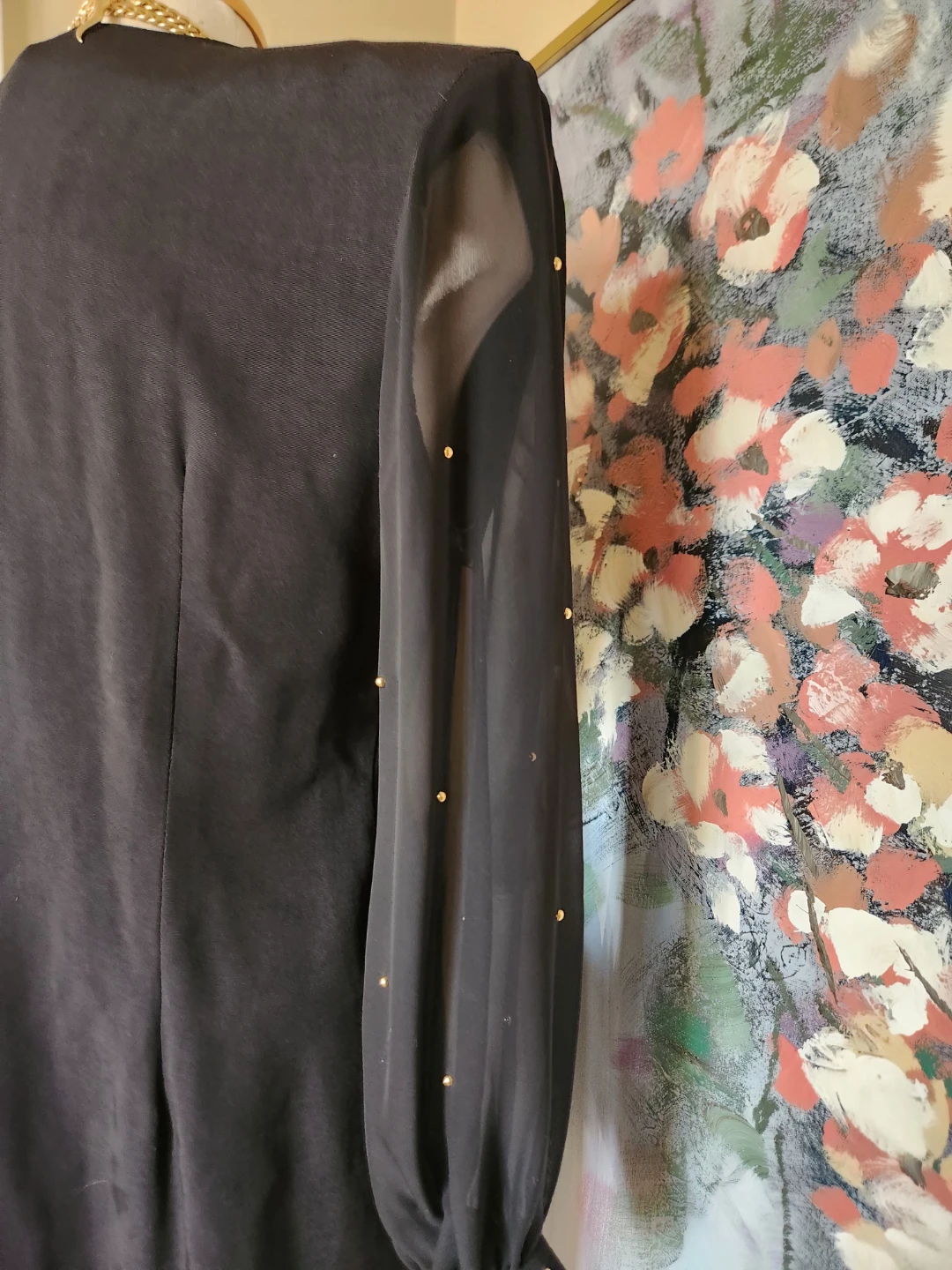 Black Sheer Sleeve Dress with Gold Accents is 80s gold! - photo 5