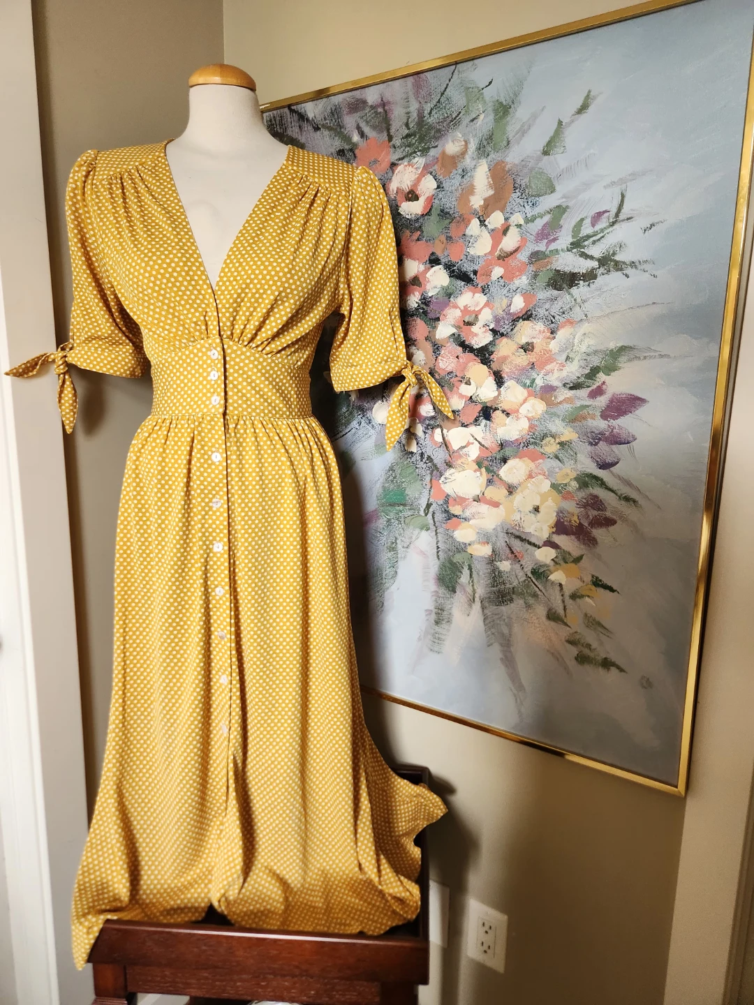 Yellow Polka Dot Midi Dress, Spencer & shaw brand XL - photo 5