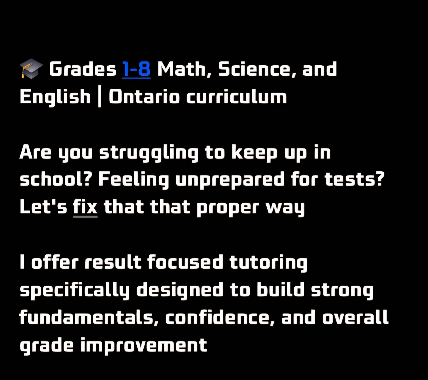 Tutoring for Grades 1-8 Math, Science, English & Social Studies