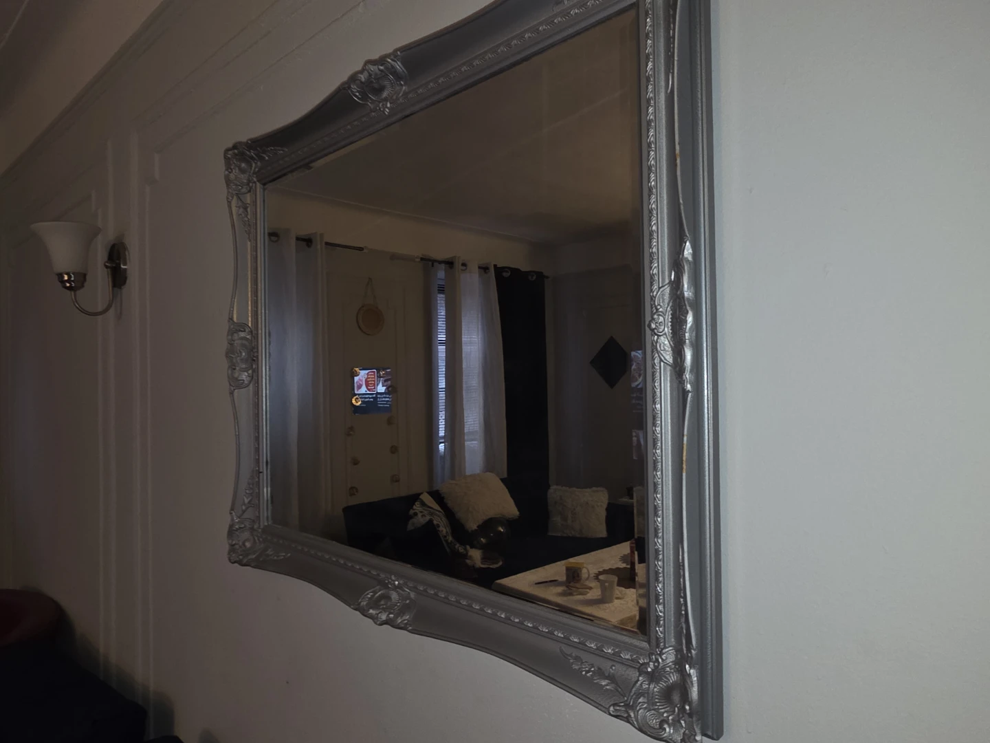 Ornate Silver Wall Mirror