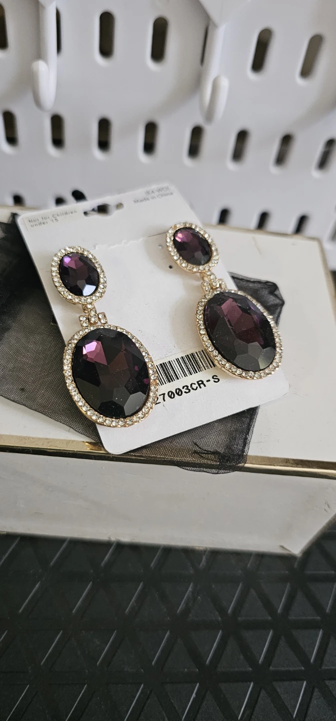 Crystal Avenue Purple Oval Dangle Earrings