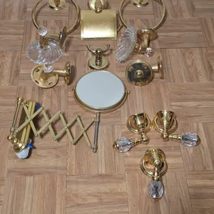 Vintage Gold Bathroom Fixture Set with Crystal Accents