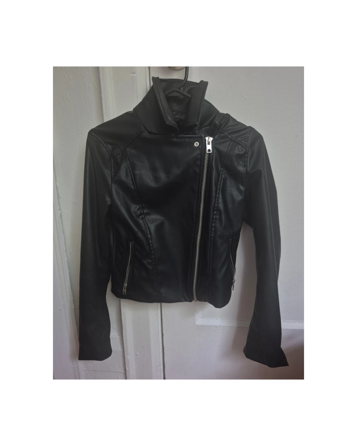 Women Black Faux Leather Jacket