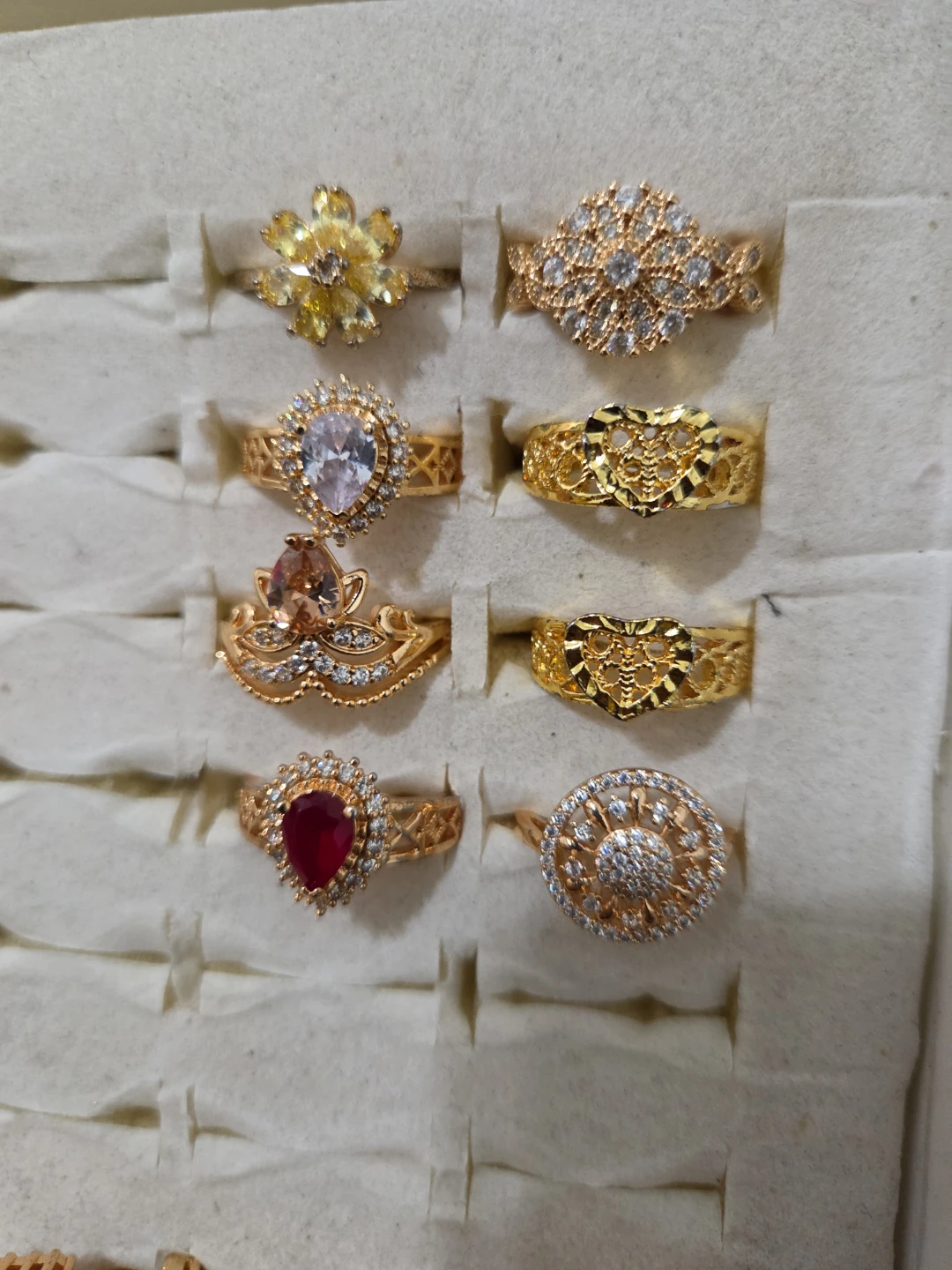 Gold-tone fashion rings with stones