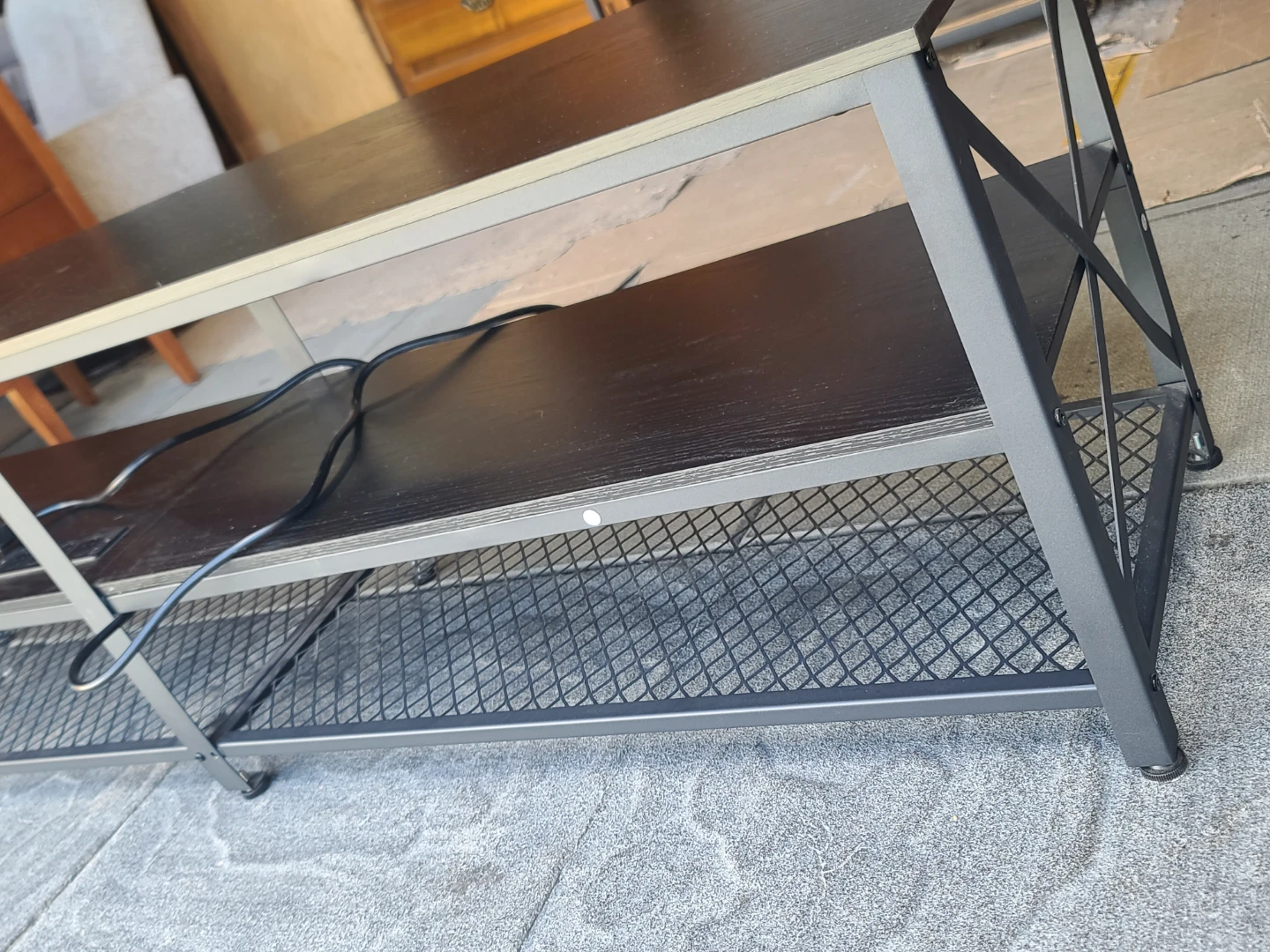 Black Media Console with Built-in Power Strip - photo 3