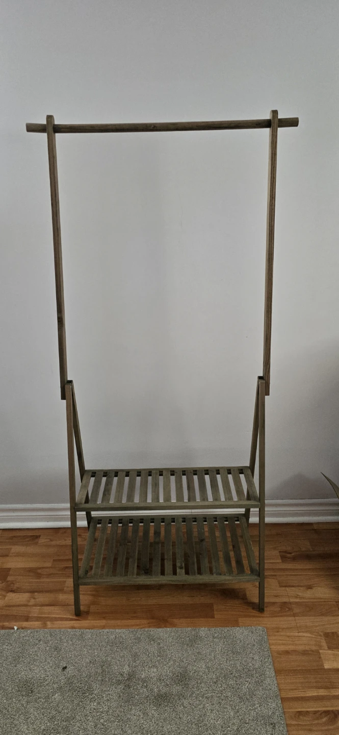 Wooden Clothes Rack with Shelves