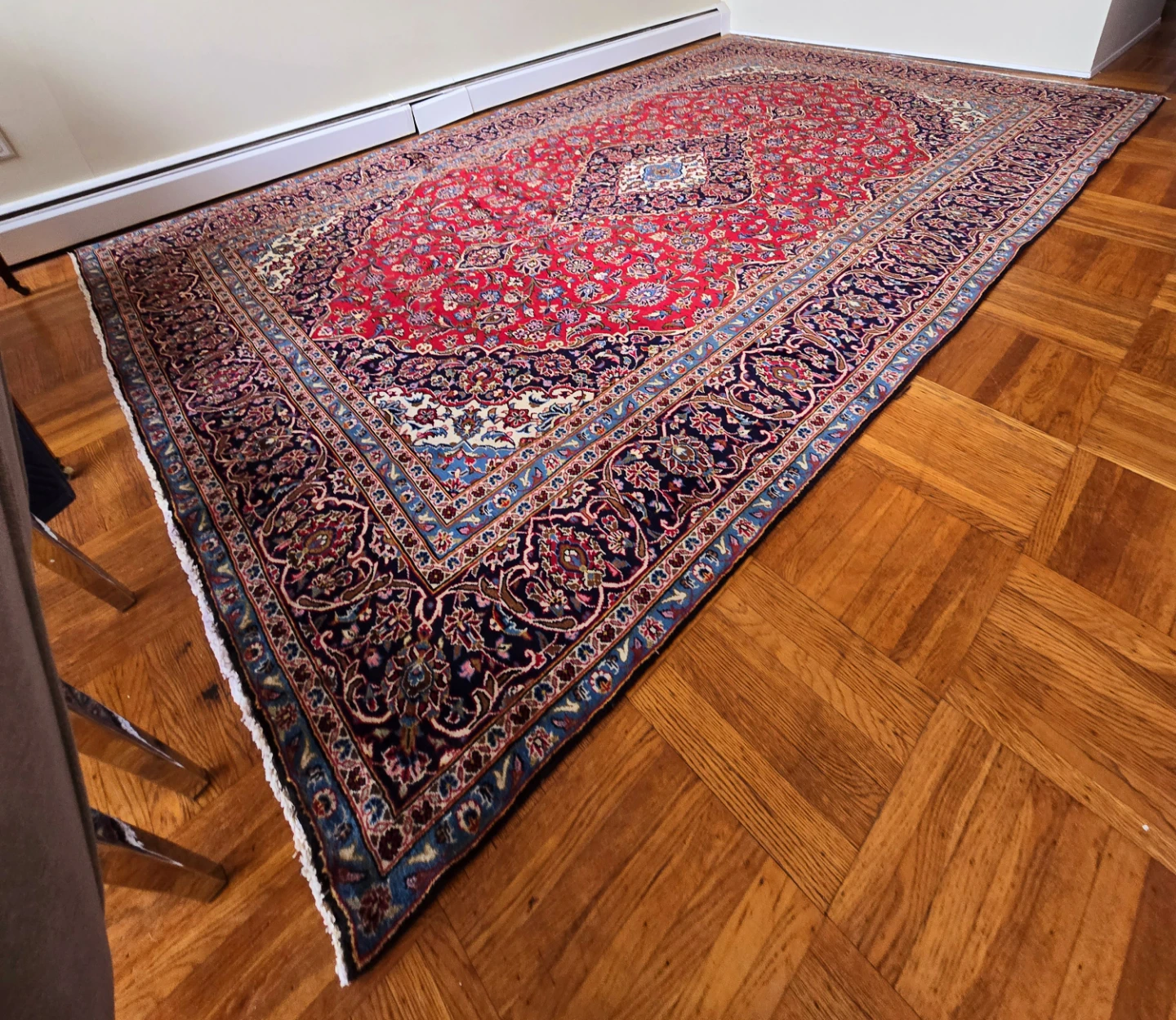 Kashan Hand Woven Persian Area Carpet Rug With Intricate Details
