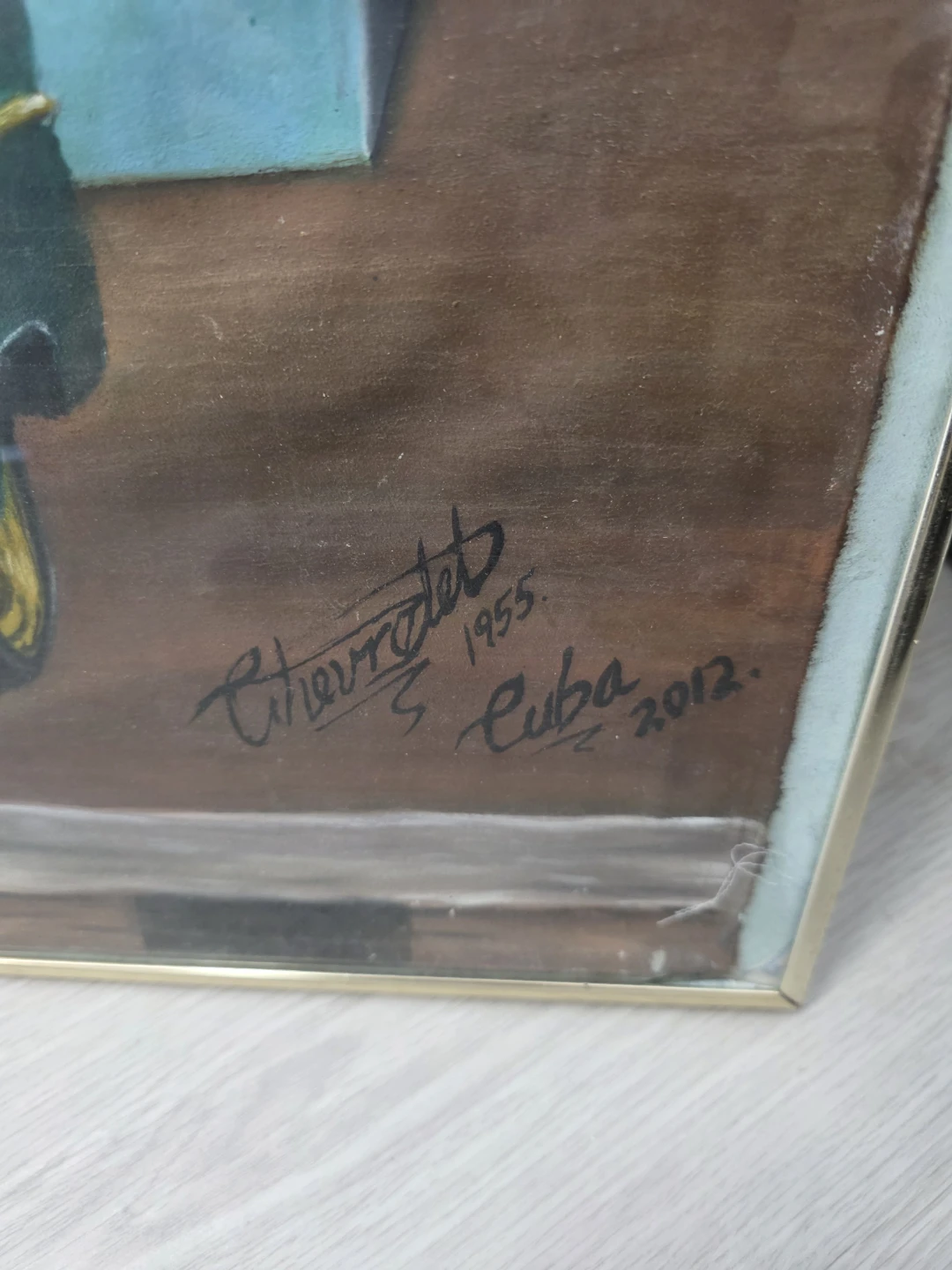Framed 20x28" painting from Cuba 2012 1955 Chevrolet - photo 2