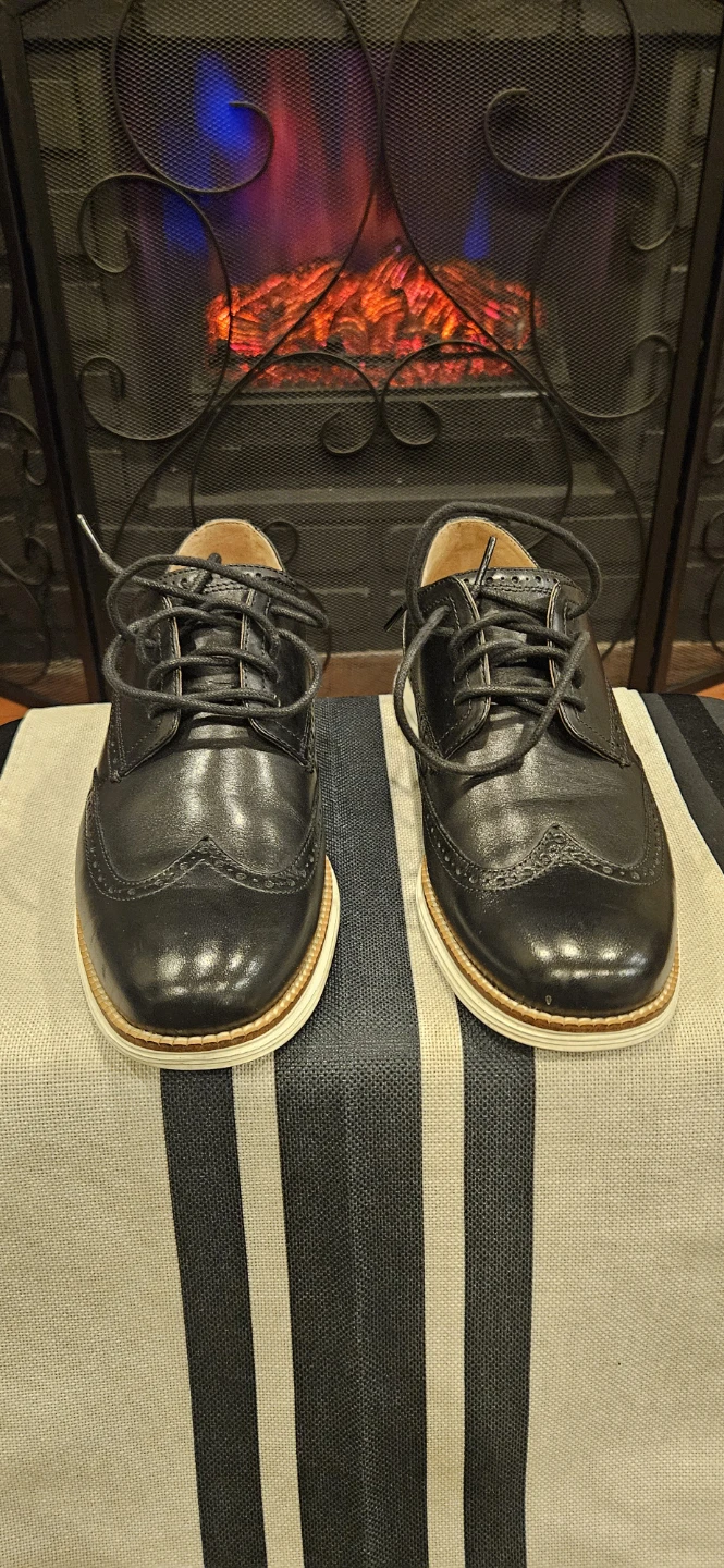 Cole Haan Black Leather Wingtip Oxford Shoes