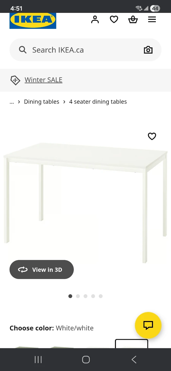 IKEA White 4-Seater Dining Table - photo 3