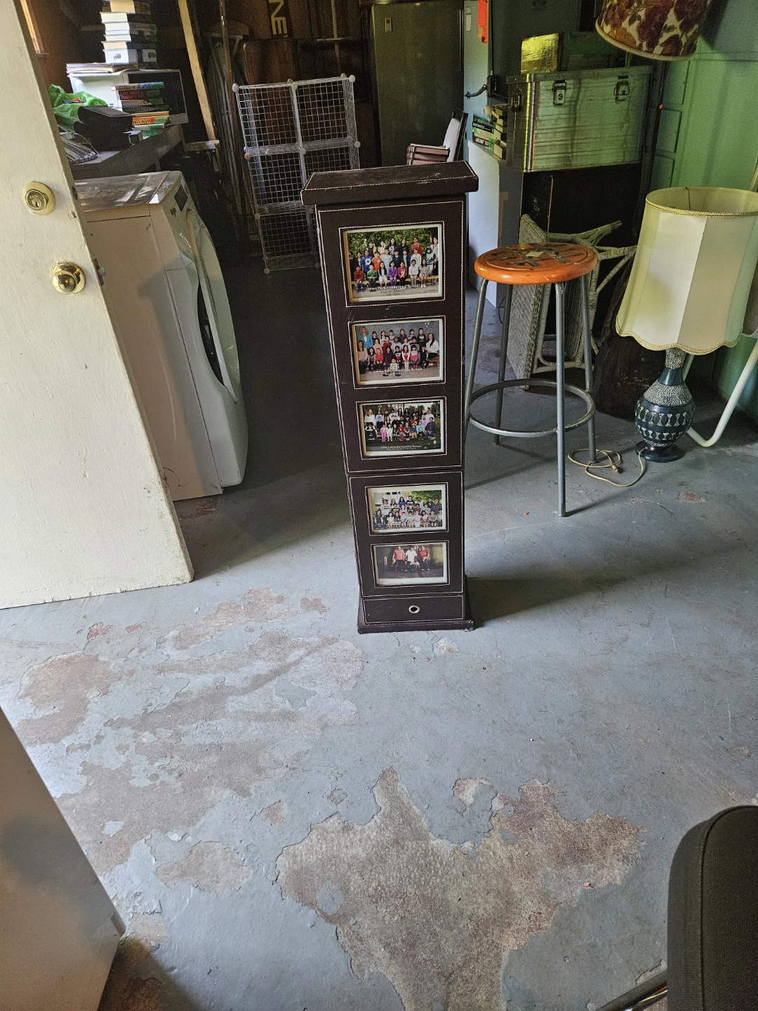 Dark Brown Faux Leather Photo Display Tower with Drawers - photo 2