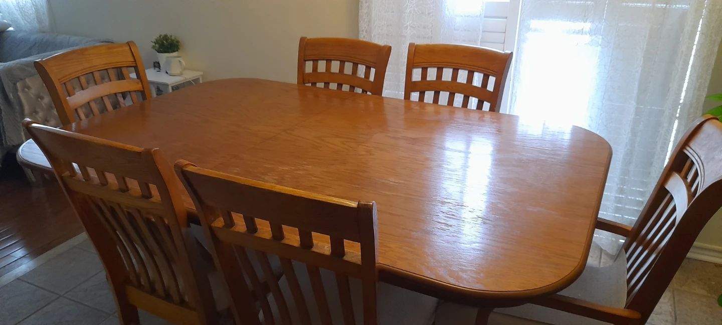 Oak Dining Table and 6 Chairs Set(Extendable/Collapsible) - photo 2