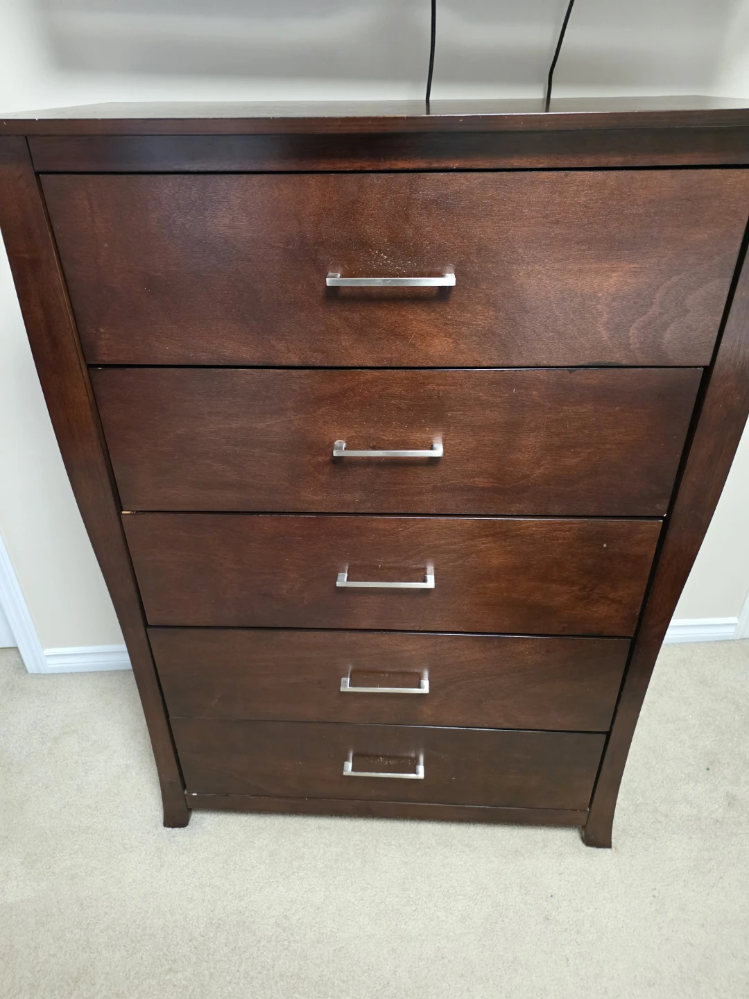 Dark Wood Bedroom Set - Bed Frame, Dresser, Nightstands & Mirror - photo 2