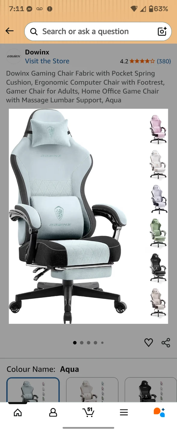 DOWINX Gaming Chair - Aqua Fabric