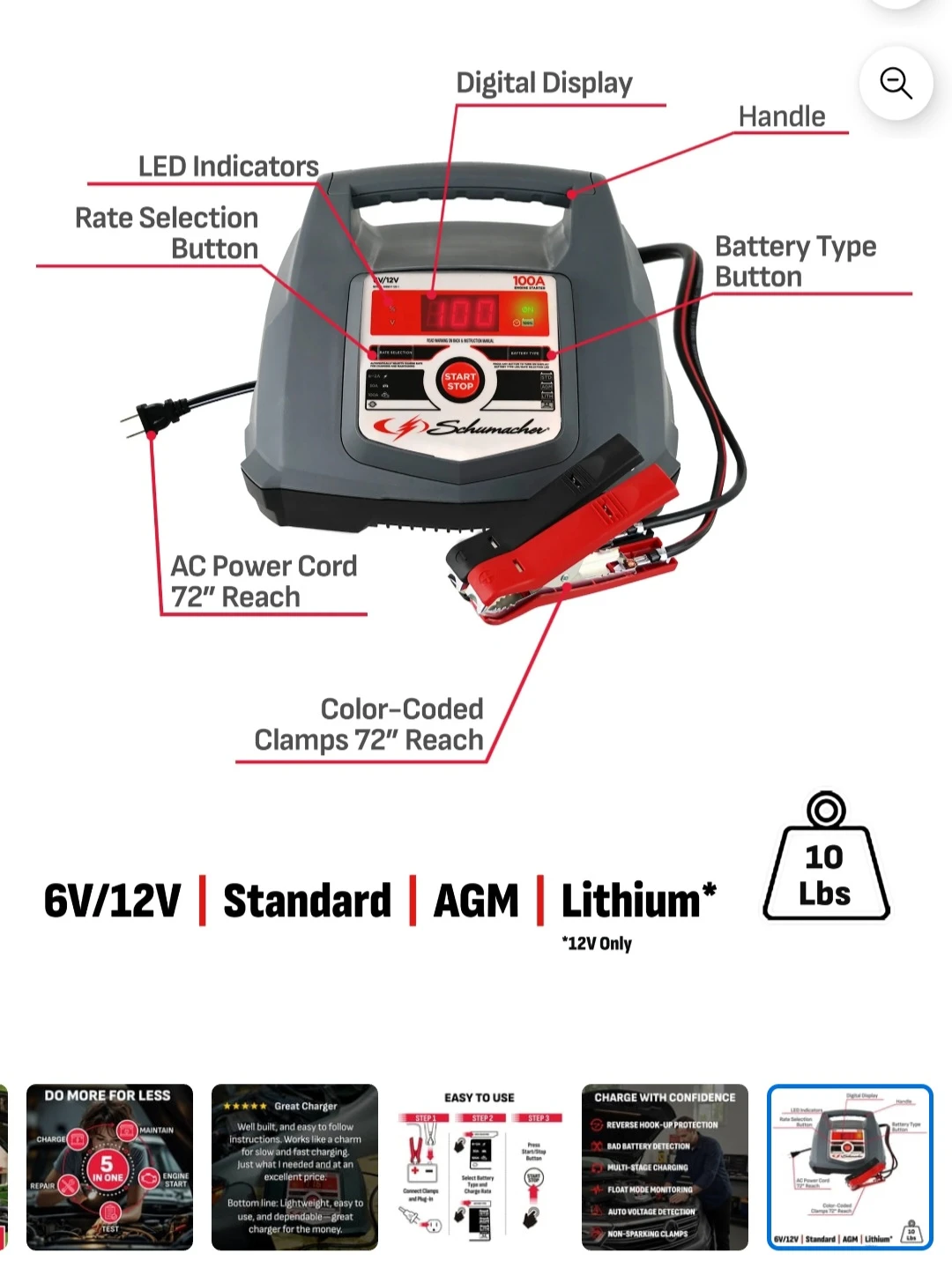 Schumacher 6A Battery Charger and 100A Engine Start - photo 2
