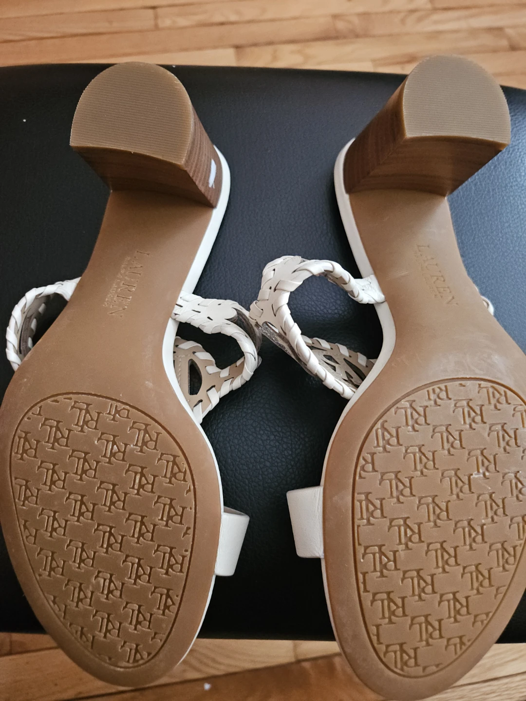 Lauren Ralph Lauren White Woven Slide Heeled Sandals - photo 4