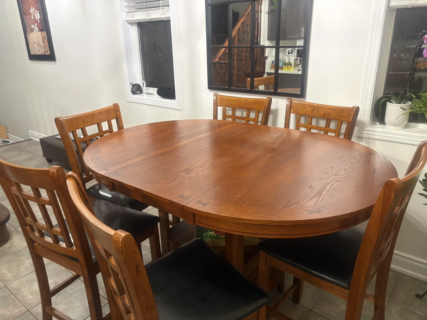 Oak Dining Table Set with 6 Chairs