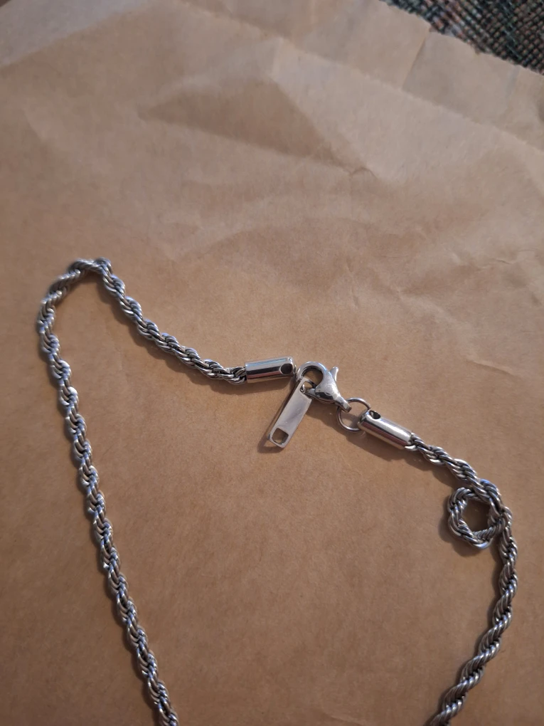 Silver Rope Chain Necklace with Cross Pendant - photo 3