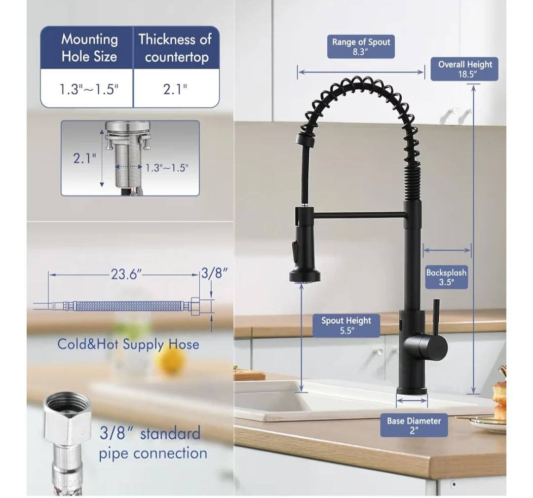 GIMILI Black Touchless Kitchen Faucet - photo 3