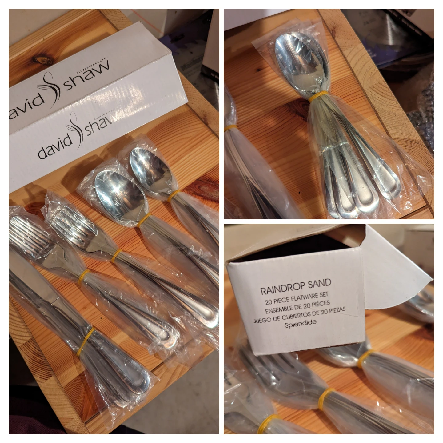 David Shaw Raindrop Sand 20 Piece Flatware Set