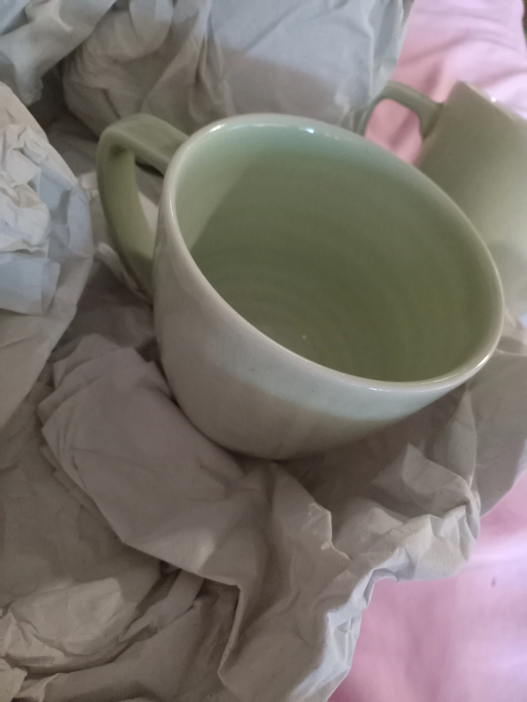 Set of 4 Light Green Ceramic Mugs - photo 2