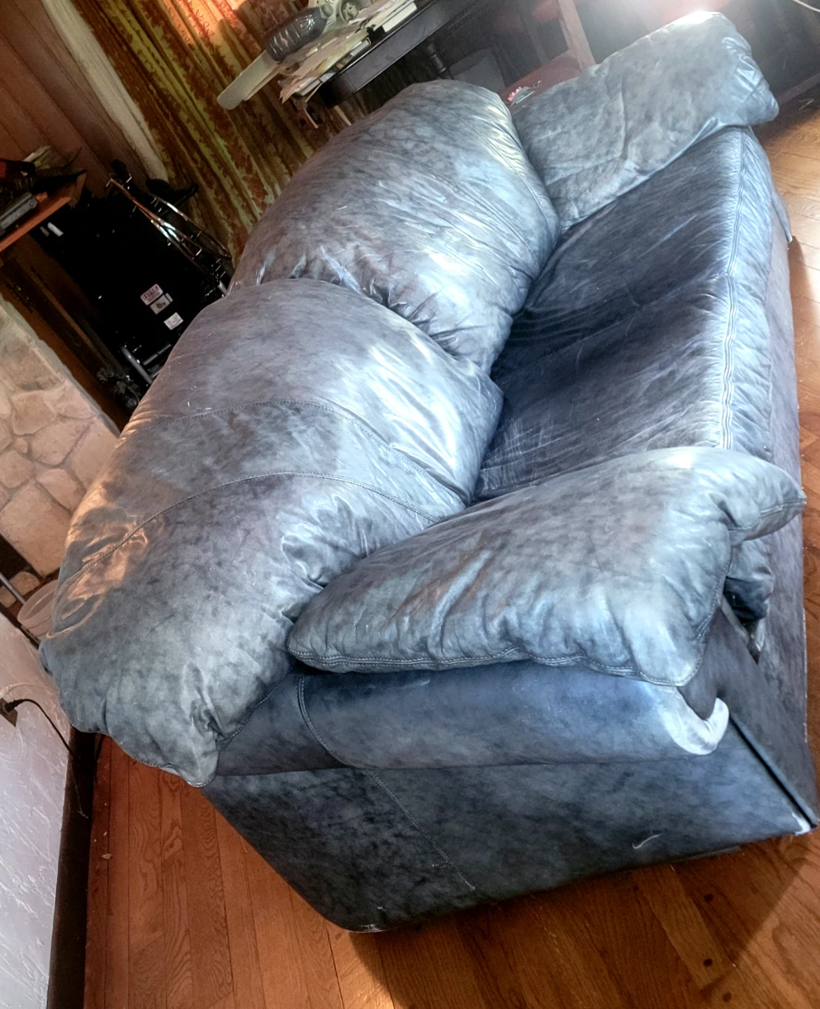 Leather Sofa + Loveseat Grey Charcoal - photo 5