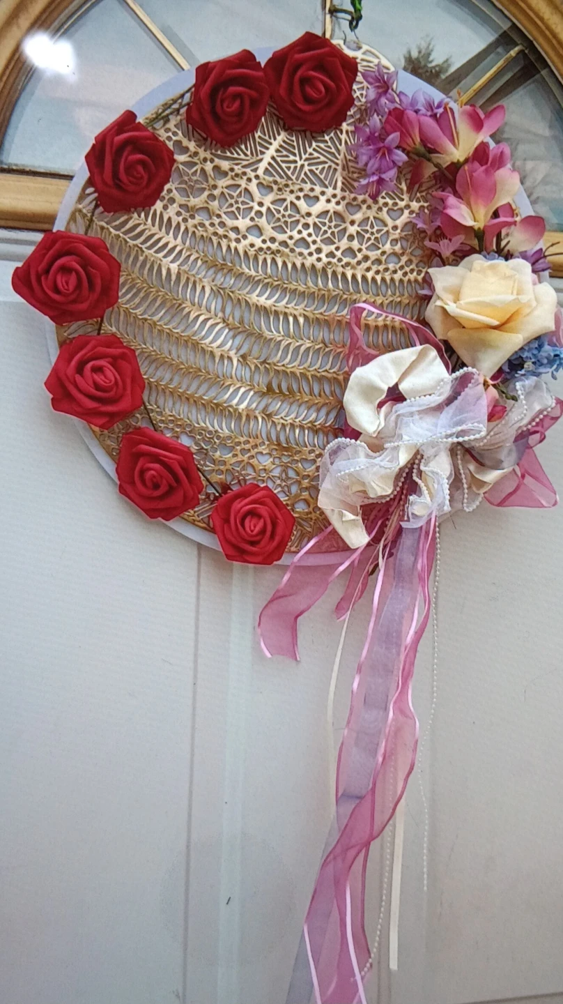 Decorative Rose Wreath with Ribbons
