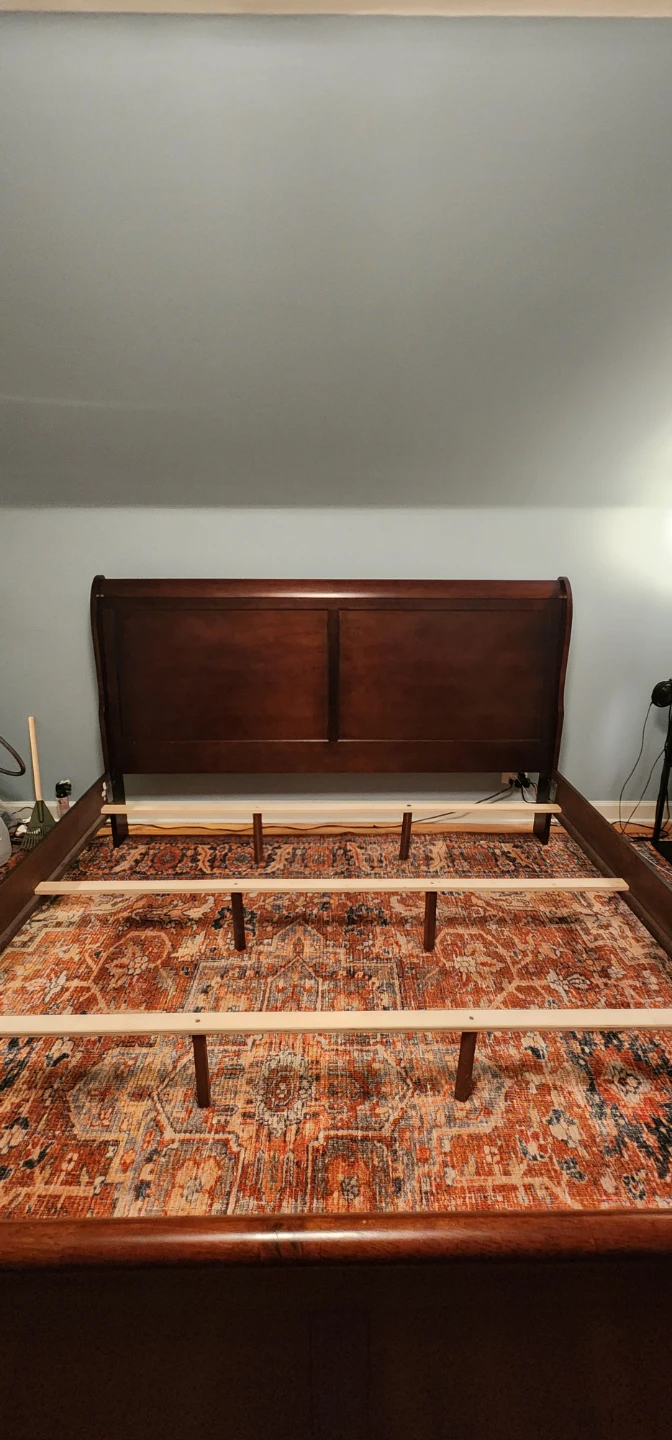 Wooden Sleigh King Sized Bed Frame - Dark Brown - photo 5