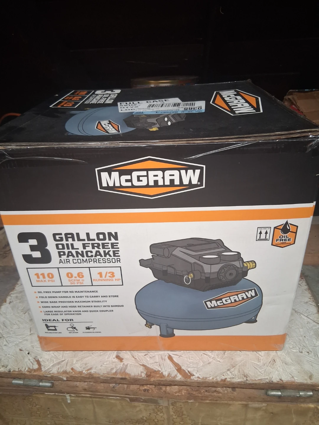 McGraw 3 Gallon Oil-Free Pancake Air Compressor